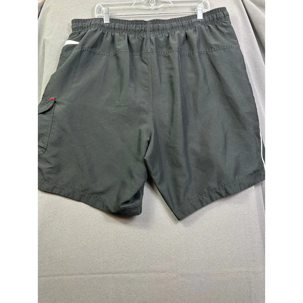 Speedo Men's Swim‎ Trunks Black Board Shorts Cargo Pocket White Piping XXL